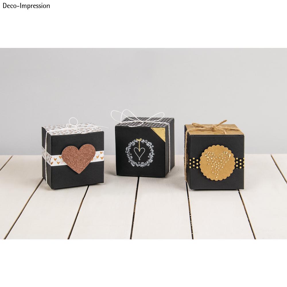 Boîte pliante en carton Rayher - Cube - 7,5 x 7,5 x 7,5 cm - Noir - Set 6 pièces