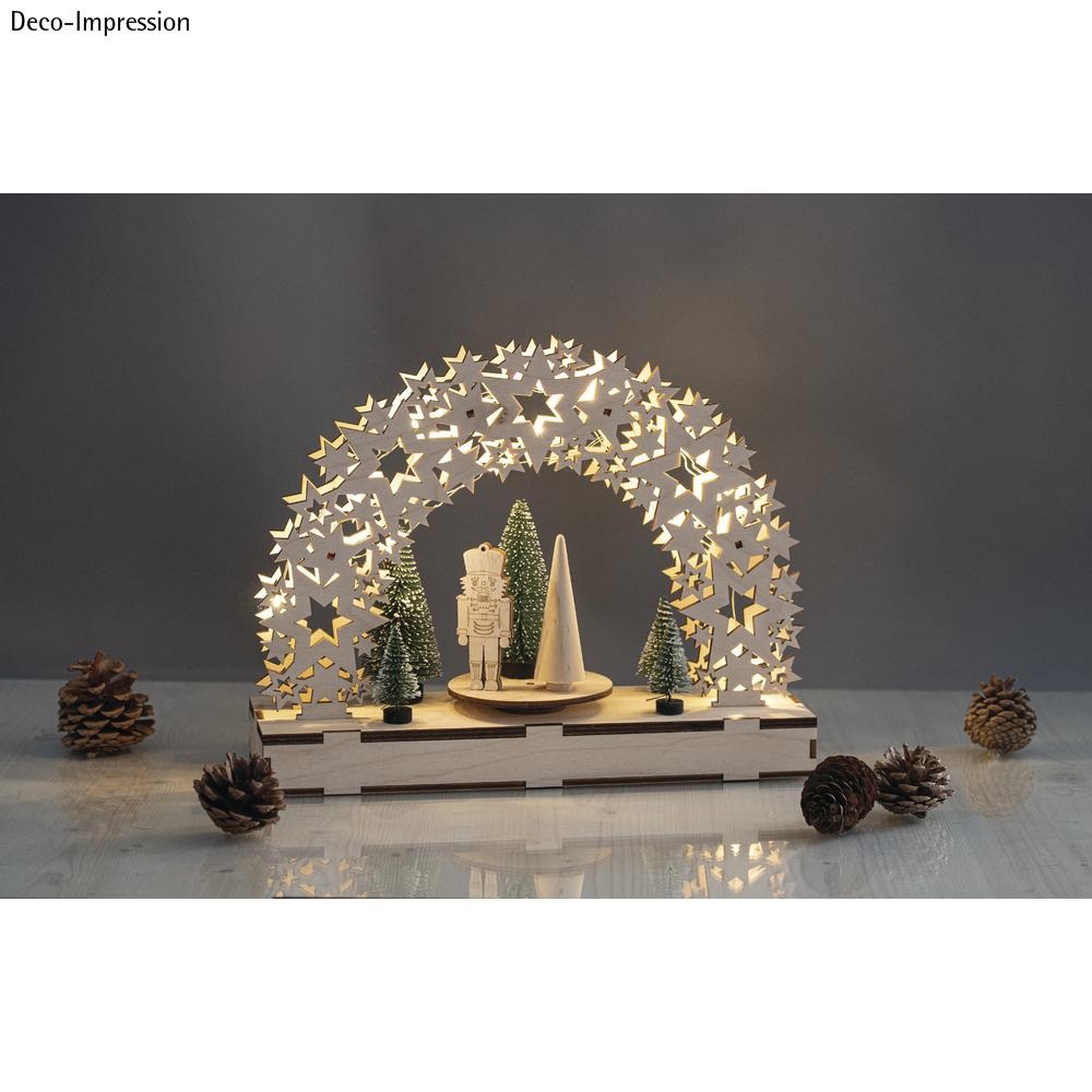 Bois 3D Kit &quot;Etoiles&quot; - FSC Mix Cred - Nature - 30 x 9 x 23 cm - Avec plaque tournante - Boîte 1 pièce