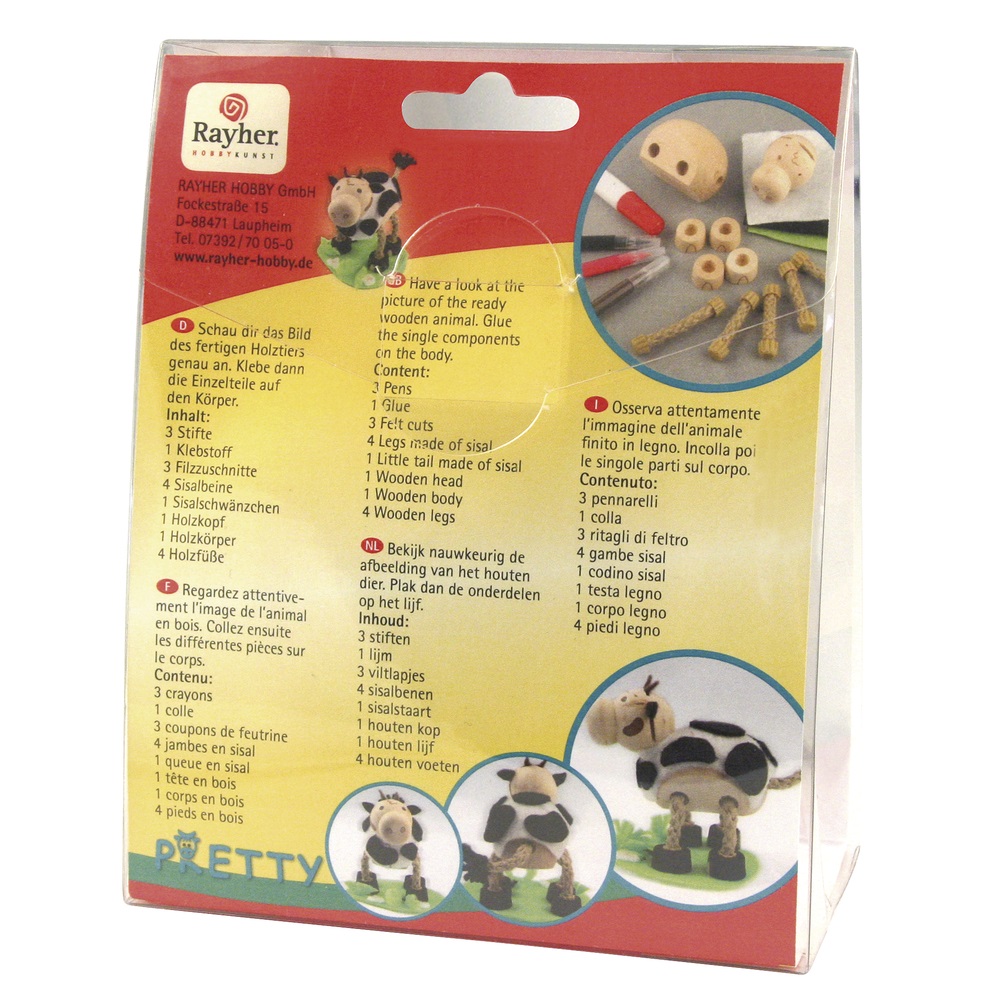 Kit animal en bois - Vache &quot;Pretty&quot; en 18 parties - 9 x 4 x 5 cm - 1 set