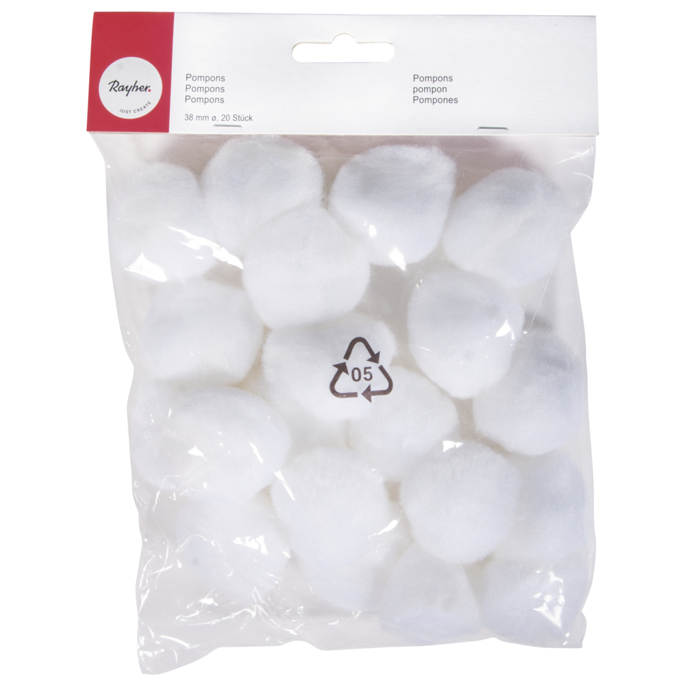 Pompons 38 mm Blanc