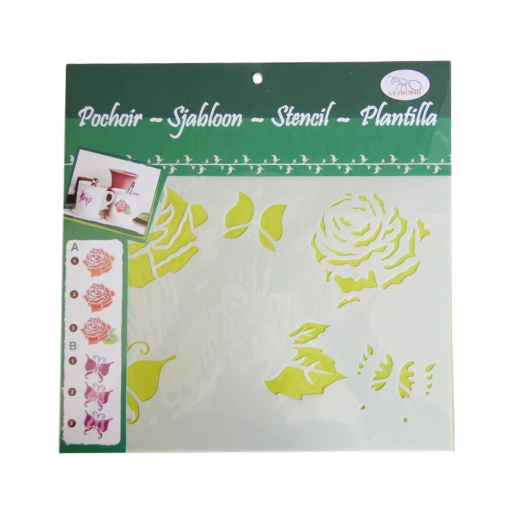 Pochoir Papillons et roses