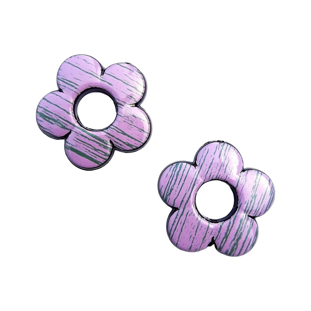 Fleur striée 20 mm Mauve