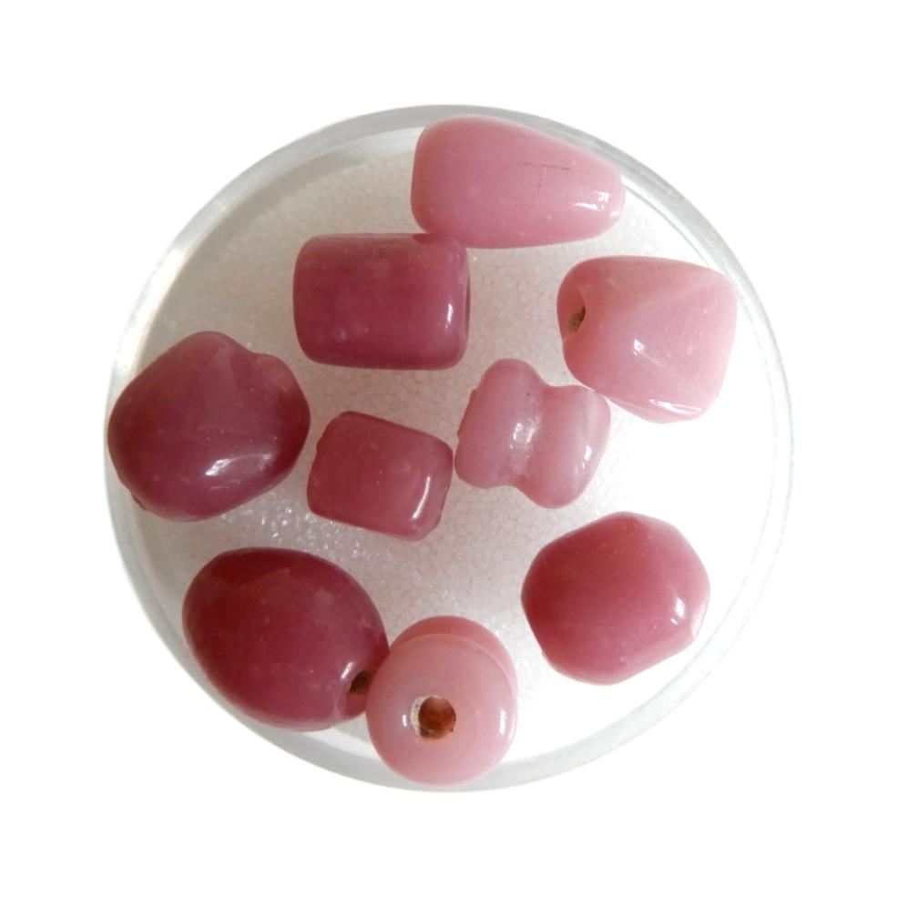 Perles en verre Rose mauve