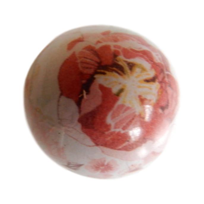 Boule 22 mm Imprimé fleurs rouges