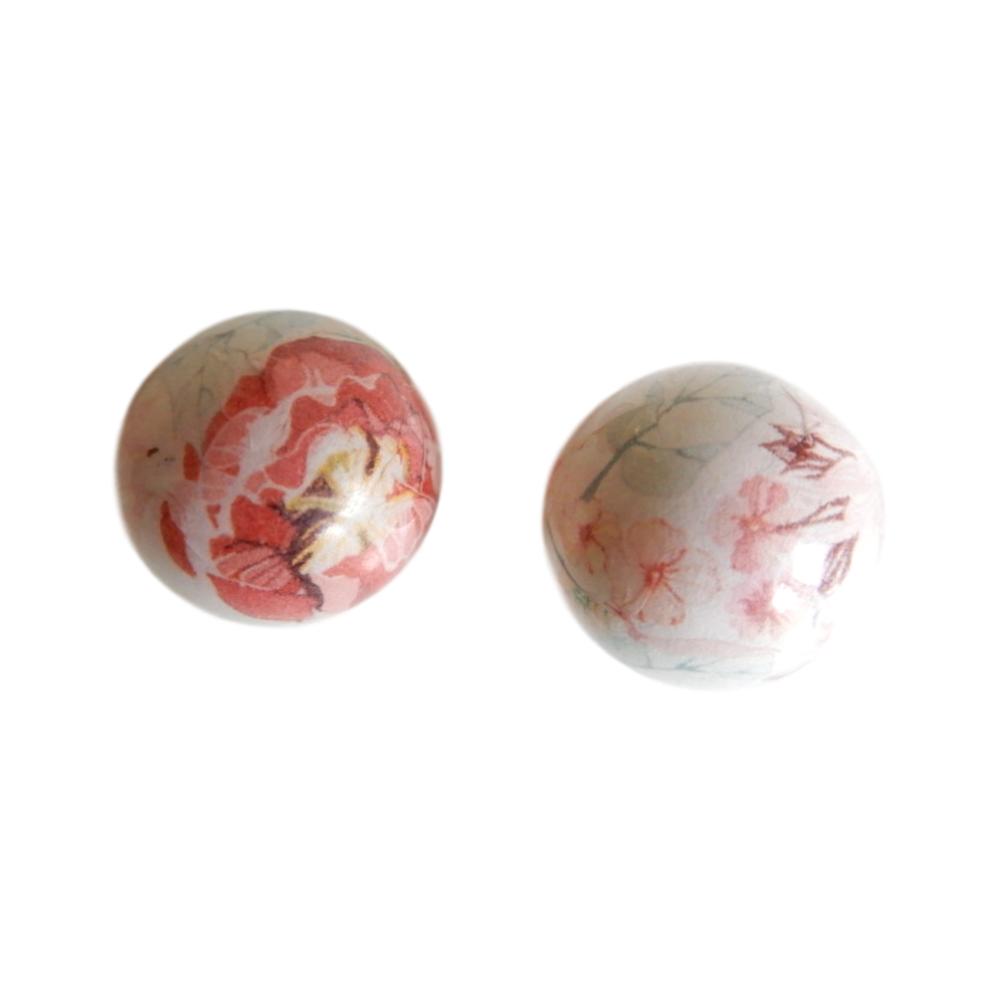 Boule 17 mm Imprimé fleurs rouges