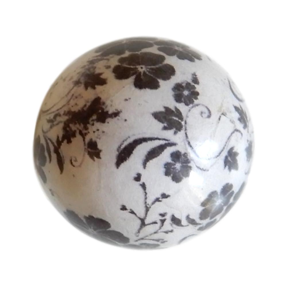 Boule 22 mm Imprimé fleurs noires