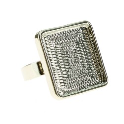 Bague carrée Rhodium