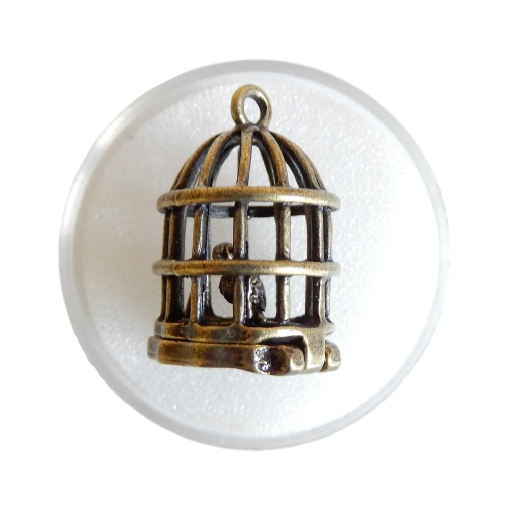 Pendentif cage avec oiseau