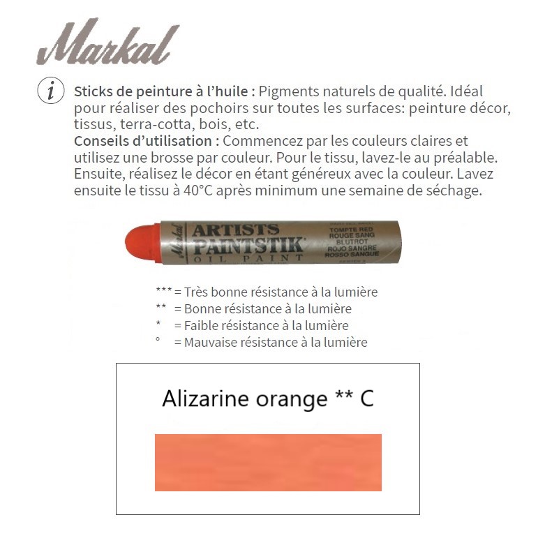 Stick peinture à l'huile Alizarine orange