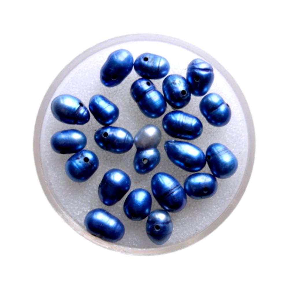 Perle d'eau douce 6 mm Bleu