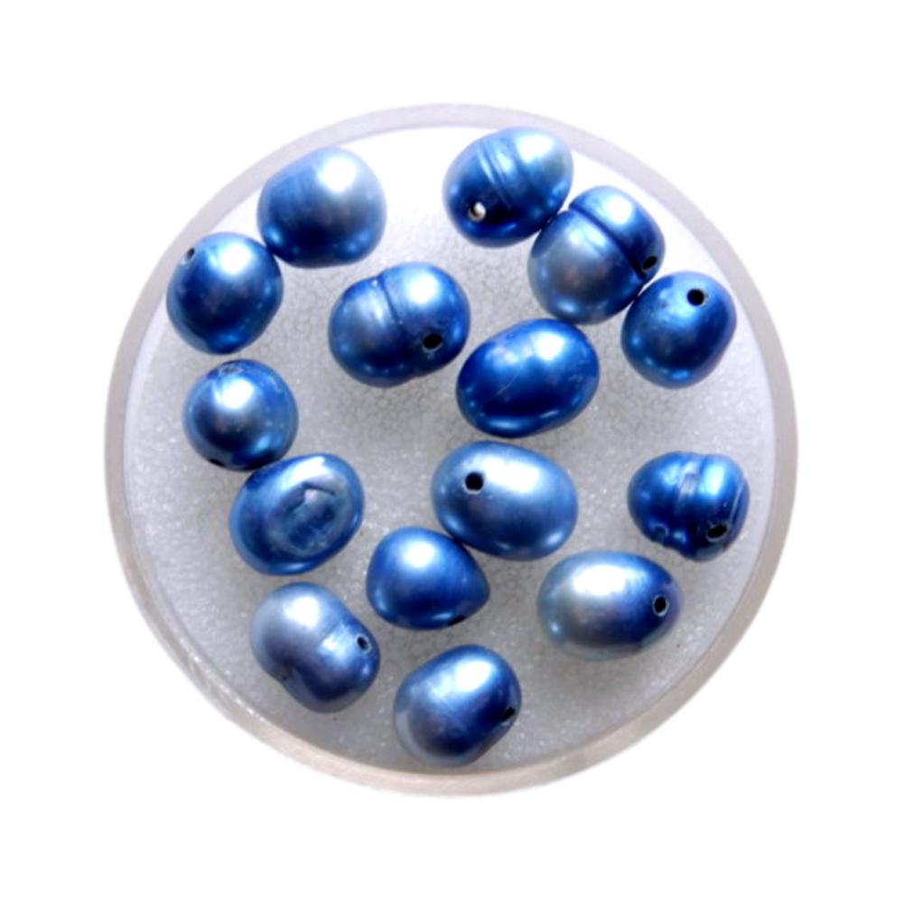 Perle d'eau douce 8 mm Bleu
