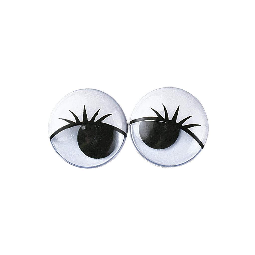 Yeux pupille mobile cils 7 mm