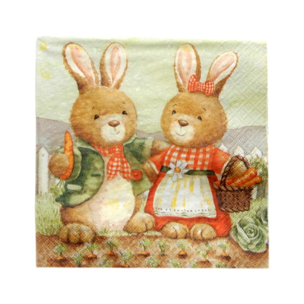 Serviette en papier Lapin et lapine