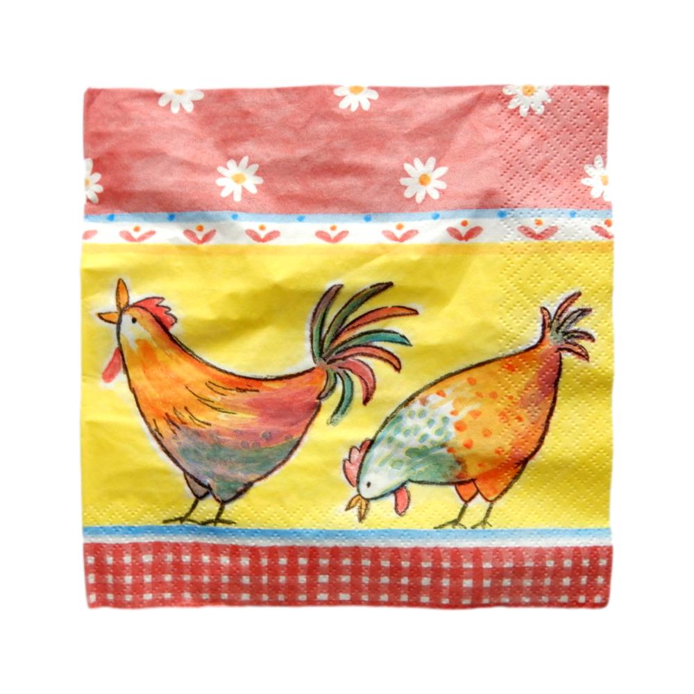 Serviette en papier Coq et poule