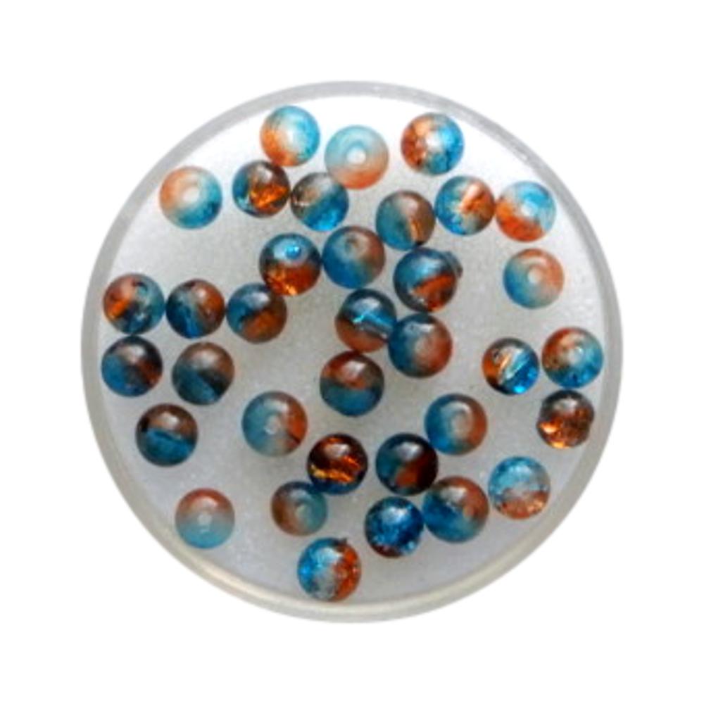 Boule 4 mm Craquelé Turquoise et topaze