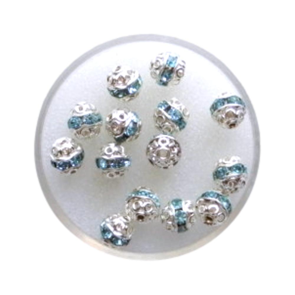 Boule 6 mm Argent et aquamarine