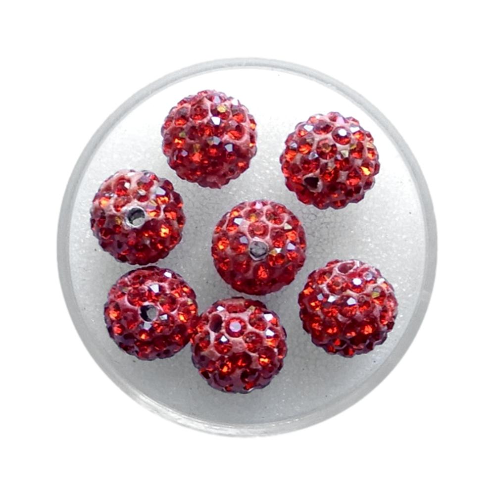 Boule Shamballa 10 mm Rouge