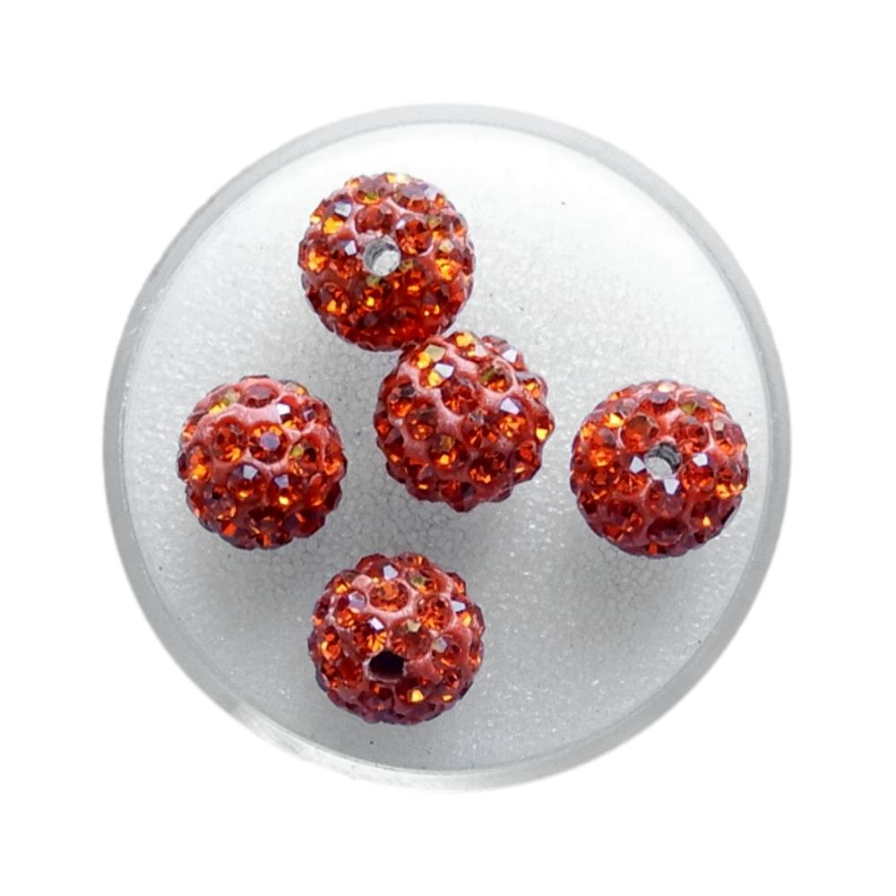 Boule Shamballa 10 mm Rouge orange