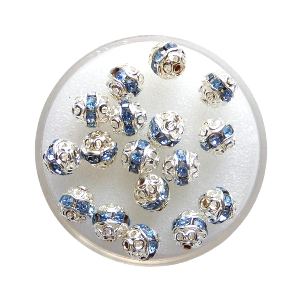 Boule 6 mm Argent et light saphir