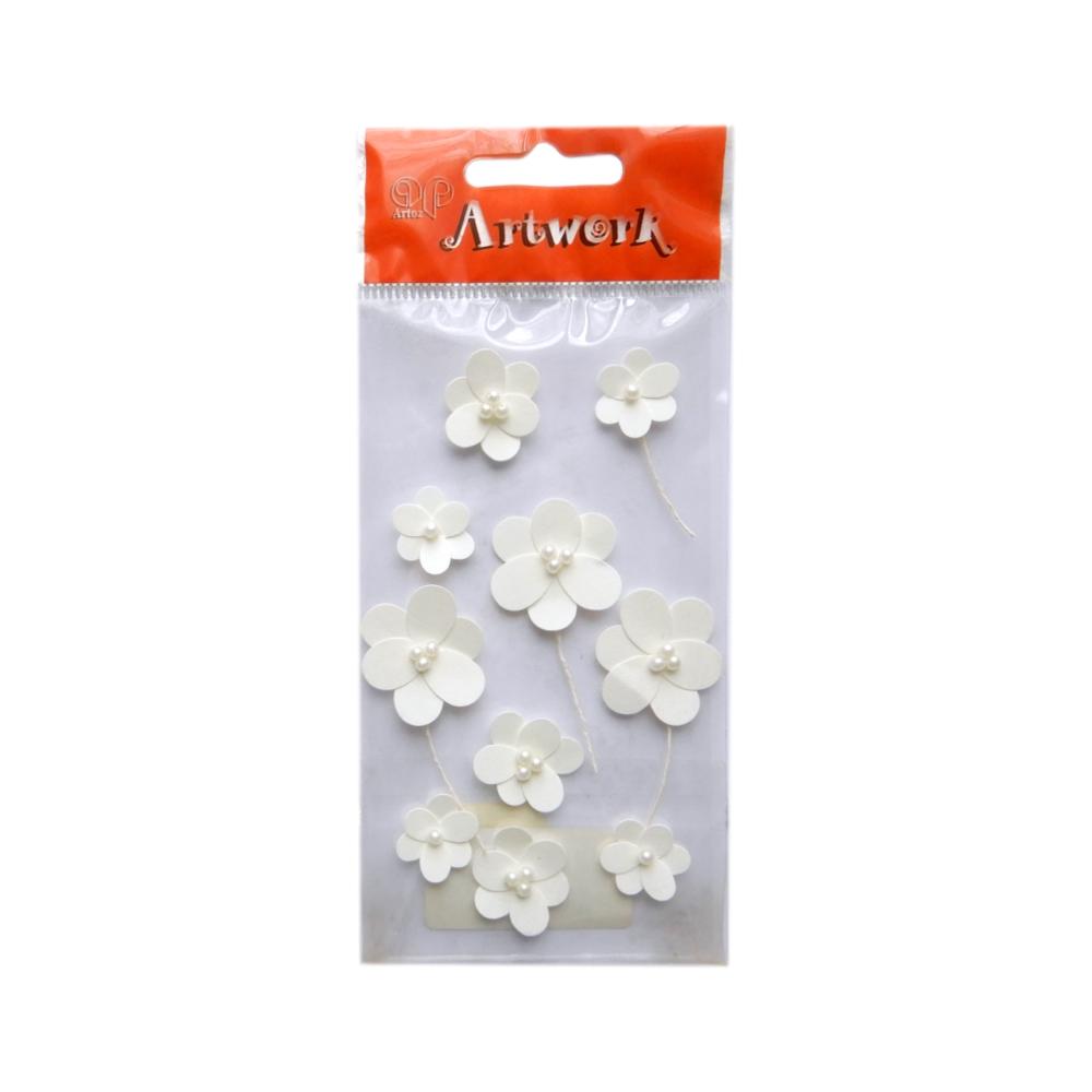 Stickers 3D Fleurs rondes blanches